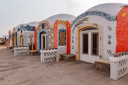 Nubian village traditional house colorful old house in Aswan Egypt