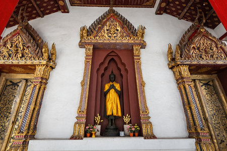 Wat Chakrawatrachawat Woramahawihan (Wat Sam Pluem) Crocodile Temple exterior details in Bangkok...