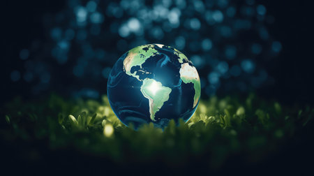 Earth hour small earth with light insideの素材