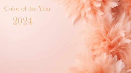 Peach Fuzz fluffy background texture Color of the year 2024 textの素材