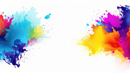 Bright and colorful Happy Holi banner postcard templateの素材