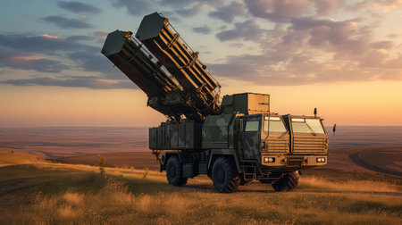 Patriot air defense system in the fieldの素材