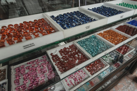 Colorful gems on the market in Bangkok Thailand
