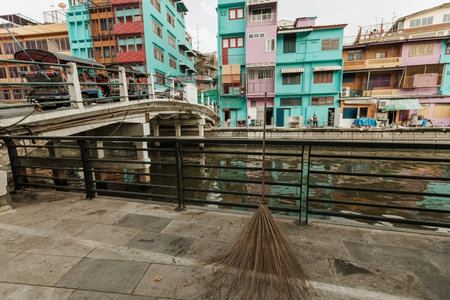 Colorful houses at riverside in Bangkok Thailand
