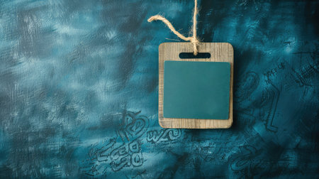 Empty lable mockup shopping dark blue painted backgroundの素材