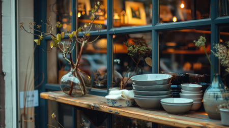 Ceramics shop window kitchenware displayの素材