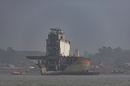Ship breaking yard in Bangladesh Chittagongの写真素材