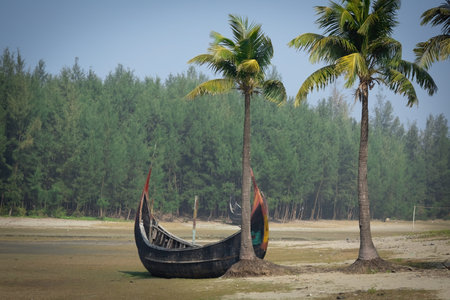 Traditional Bangladeshi boats Inani Cox's Bazar Bangladeshのeditorial素材