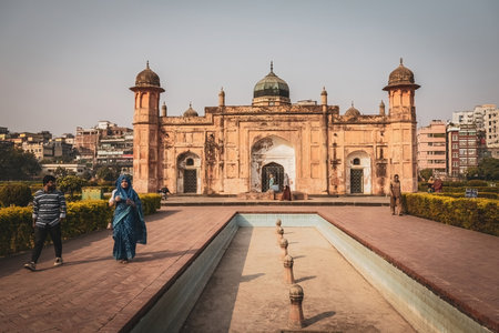 People visiting Lalbagh Fort in Dhaka Bangladeshのeditorial素材