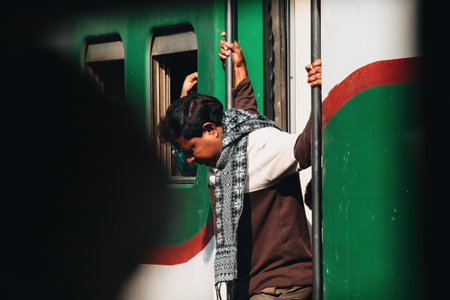 Bangladeshi people in a train journey Bangladesh railwaysのeditorial素材