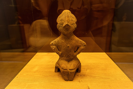 Terracotta figurine named Goddess on the throne dated 5700-4500 BC in the Kosovo Museum Pristina