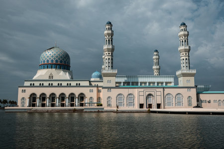 Kota Kinabalu City Mosque outside view in Sabah Malaysiaのeditorial素材