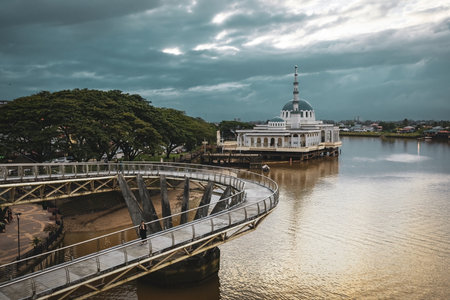 Masjid India Kuching or Floating Mosque in Kuching Sarawak Malaysiaのeditorial素材