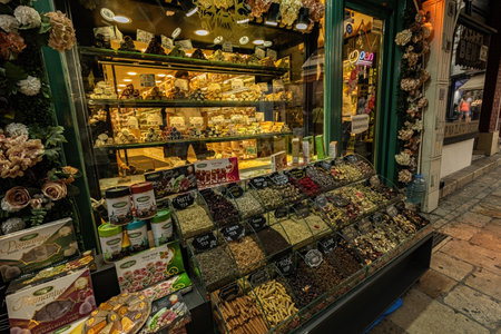 Spices and sweets shop in the old town of Skopje North Macedoniaのeditorial素材