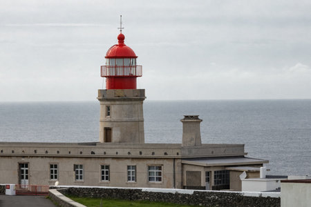 Lighthouse at Flores island Azores Portugalの写真素材