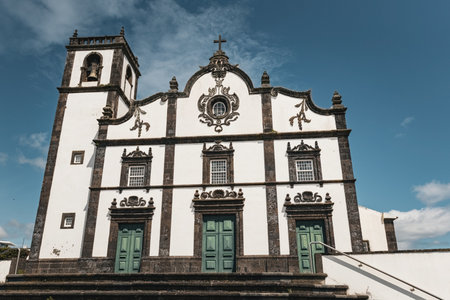 Sao Roque church in Sao Miguel island close view on sunny day Azores Portugalの写真素材