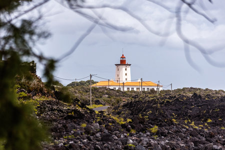Breathtaking view of the Lighthouse in Pico islandAzores Portugalの写真素材