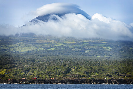 Majestic Pico Volcano slopes view at Pico island Azores Portugalの写真素材