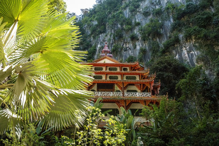 Spectacular view of Sam Poh Tong temple hidden in the mountains in Ipoh, Malaysiaの写真素材