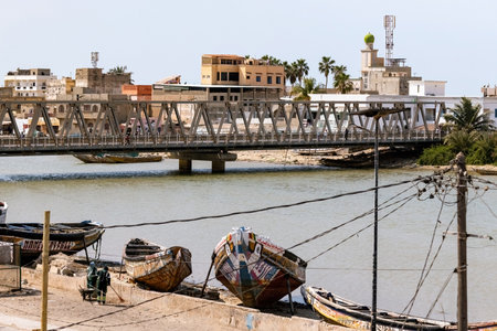 Old town St. Louis UNESCO Heritage site in Senegalのeditorial素材