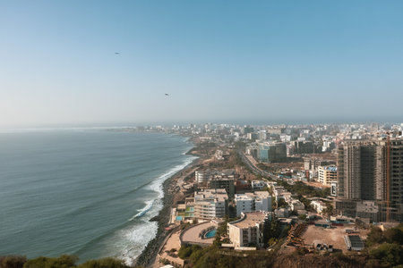 Aerial view of Dakar city coastline Senegalのeditorial素材