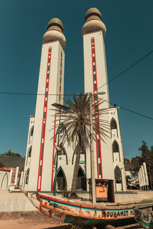 Outside view of the Mosque of the Divinity in Dakar city Senegalのeditorial素材
