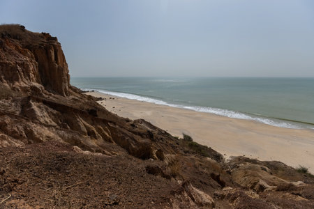 Aerial view of Popenguine Nature Reserve from the cliff Atlantic ocean Senegalの写真素材