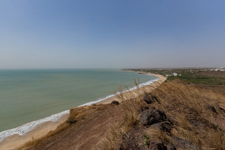 Aerial view of Popenguine Nature Reserve from the cliff Atlantic ocean Senegalの写真素材
