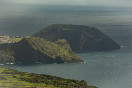 Picturesque coastline cliffs in Azores islands Pico island Portugalの写真素材
