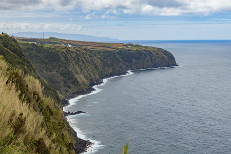 Breathtaking cliff and ocean view at San Miguel island Azores Portugal