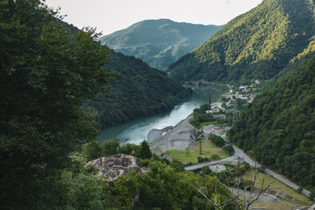 River and forest view, beautiful nature of Georgia Adjaria region