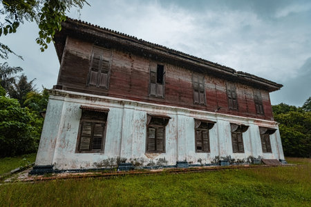 Details of Rumah Besar Raja Billah, the historical house in Papan Heritage village Perak, Malaysiaのeditorial素材