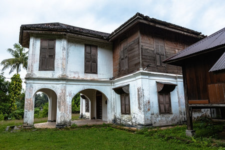 Details of Rumah Besar Raja Billah, the historical house in Papan Heritage village Perak, Malaysiaのeditorial素材