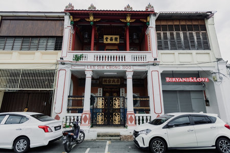 Historical houses in the old town of George town Penang Malaysiaのeditorial素材