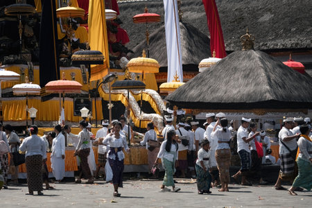 Balinese People visiting Pura Besakih Temple for the ceremony, Bali, Indonesia