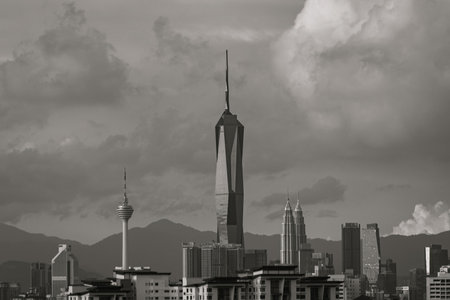 View of Merdeka 118 tower , Petronas and Menara Kuala Lumpur Malaysia