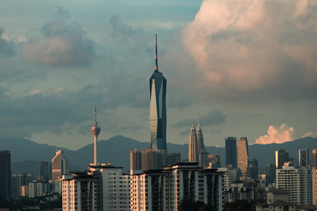 View of Merdeka 118 tower , Petronas and Menara Kuala Lumpur Malaysiaのeditorial素材