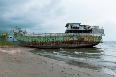 Old abandoned shipwreck in Dili Timor Leste