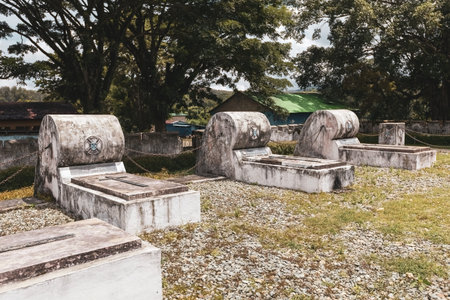 Old Portuquese graves and monument of the massacre in Timor Leste in Aileu Timor Lesteのeditorial素材