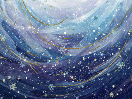 Abstract christmas background with snowflakes, stars and bokehの素材