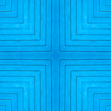 Seamless texture, background, square - blue wall of the village house from painted wooden boards - collage, patternの写真素材
