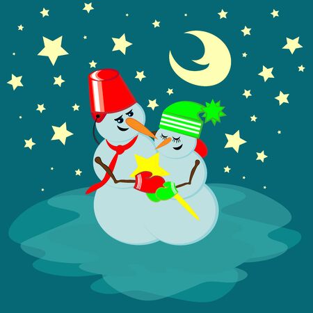 Ill give you a star - a snowman-star gives a snowman-star.のイラスト素材