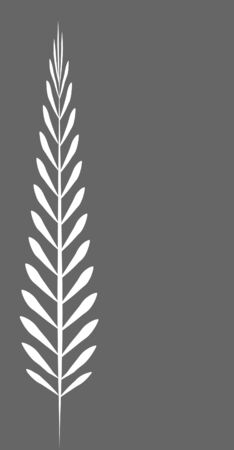 Gray rectangular vertical frame with a simple white leaf.のイラスト素材