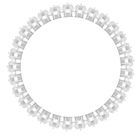 Graceful pattern of openwork houses - graphics for a card or frame.のイラスト素材