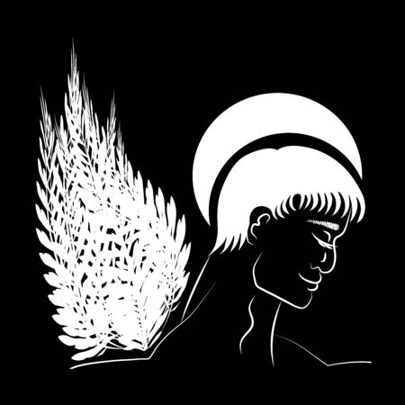 Black-and-white graphics, art - heavenly patron, guardian angelのイラスト素材