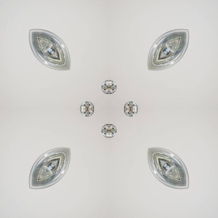 Kaleidoscope, xor, tile from the photo - glass balls and drops, blown glass. Lights, radiance, shine. White. Glamourの写真素材