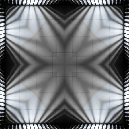 Black-and-white pattern - kaleidoscope, square, handkerchief, tile - refraction of sunlight....