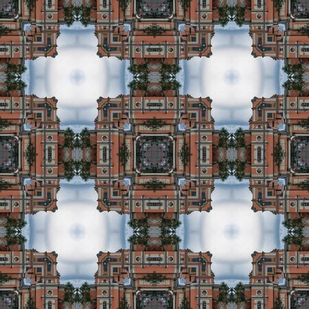 A seamless pattern, a design element for a website or blog post. Textiles, wallpaper, packaging. A handkerchief or tile. Kaleidoscope.の写真素材