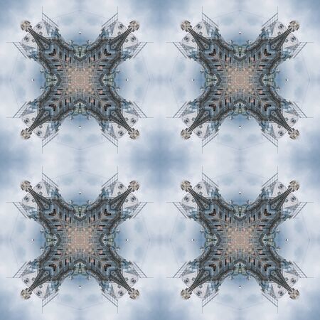 The seamless pattern of the tile is a square kaleidoscope in chocolate tones. Design element for website or blog background, textiles, wallpaper, packagingの写真素材