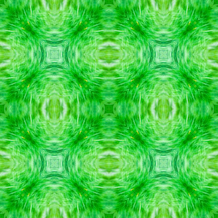 Computer graphics, illustration - a square pattern, kaleidoscope in different shades of green. Emerald. Magic, surreal, patchworkの写真素材